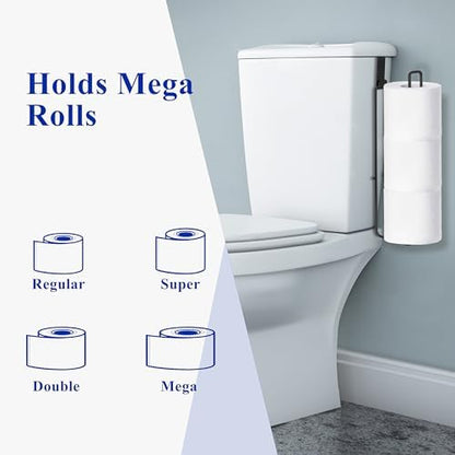 Black Toilet Paper Holder, Bathroom Toilet Paper Roll Holder with Storage Extra 2 Rolls, Over The Tank Toilet Paper Holder with Storage, Stainless Steel, 2Pcs