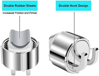 OSDUE Shower Head Holder, 16-27mm Slider Bar Adjustable Shower Head Holder for Slide Bar Slider Clamp Bathroom Replacement, 360 Degree Rotating Sprayer Holder with 2 Hooks, Chrome Finish - Silver