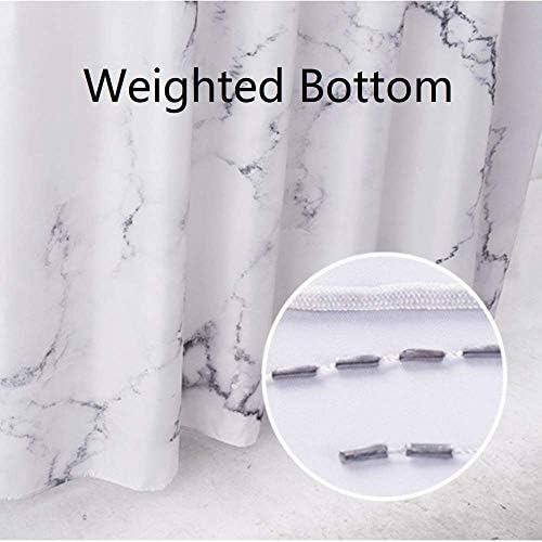 Marble Bathroom Shower Curtain,Grey and White Fabric Shower Curtain with Hooks,Unique 3D Printing,Decorative Bathroom Accessories,Water Proof,Reinforced Metal Grommets,Extra Long 72x96 Inches