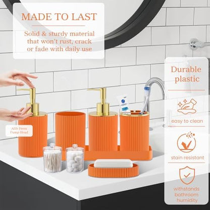 Orange Bathroom Accessories Set, 10PC Bathroom Set