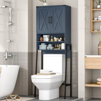 Vabches Metal Frame Over The Toilet Storage Cabinet, Blue