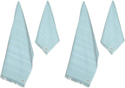 Sand Cloud Turkish Premium Bath Towels for Bathroom - Large, Set of 4 | 100% Certified Organic Turkish Cotton Yarn - Lightweight, Soft & Absorbent - Dry Faster & Cleaner - Classic Seaglass