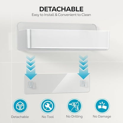 Nieifi Adhesive Shower Shelves, Clear, 2 Pieces