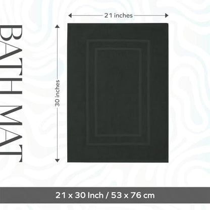 Feather & Stitch 2 Piece Towel Like Bath Mats (30x21 Inch) 100% Cotton Terry Bath Mats, Bathroom Shower Floor Mats [NOT A Bathroom Rug], Soft Absorbent Washable Mats - Charcoal