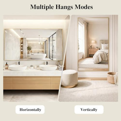 Koonmi Gold Mirrors for Wall, 30x36 Inch Bathroom Mirror, Rectangular Wall Mirror for Living Room Bedroom Bathroom, Hangs Horizontally or Vertically