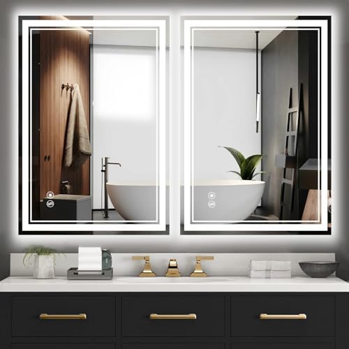 2 Pack 24“ x 36” LED Bathroom Mirror, LED Mirror for Bathroom, Fogless