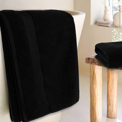 COZYART Luxury Bath Towel Set 6 Pcs, Black 100% Turkish Cotton 650 GSM