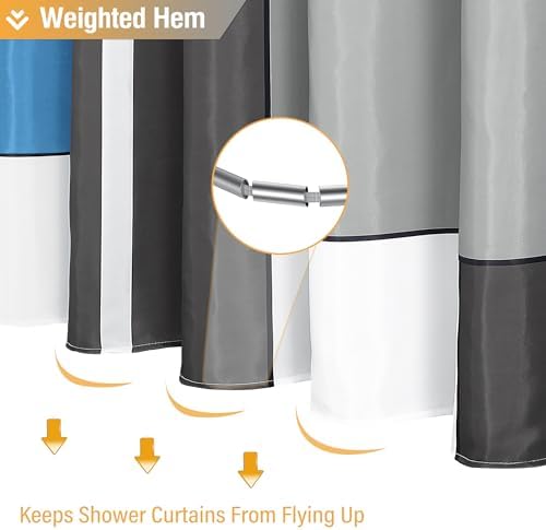 BTTN 60x72 Stall Geometric Waterproof Fabric Shower Curtain, Moonlight Blue