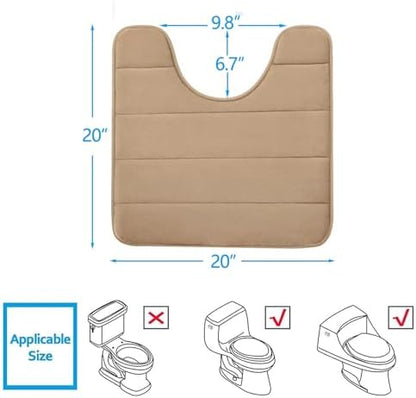 Buganda Memory Foam U-Shaped Toilet Rugs 20 x 20, Absorbent Bathroom mat