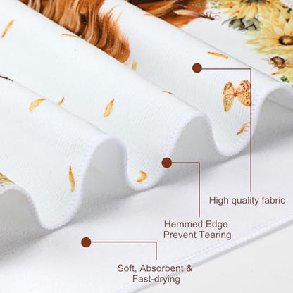 FuWeave 8 Pcs Highland Cow Shower Curtain Set, Sunflower Bathroom Set