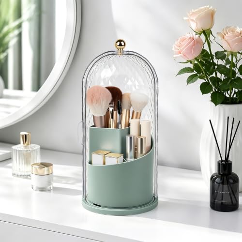 Toothbrush Holder with Cover for Bathroom Countertop, Organizer, Green