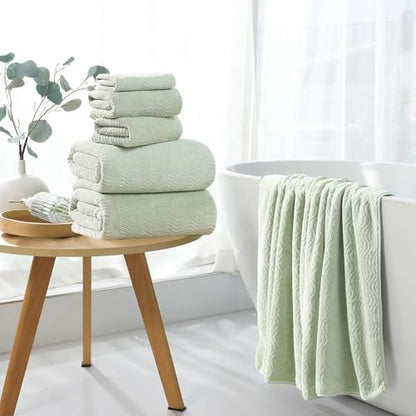 4 Piece Extra Large Bath Towel 35"x70" Oversized Bath Sheet Green Bath Towel Set for Bathroom Ultra Soft Cozy Highly Absorbent Quick Dry Bathroom Towel for Spa Gym Hotel,Shower Towel for Daily Use