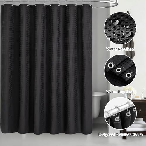 Black Bathroom Set Shower Curtain Set Complete with Trash Can-22PCS