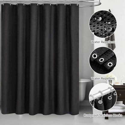 Black Bathroom Set Shower Curtain Set Complete with Trash Can-22PCS