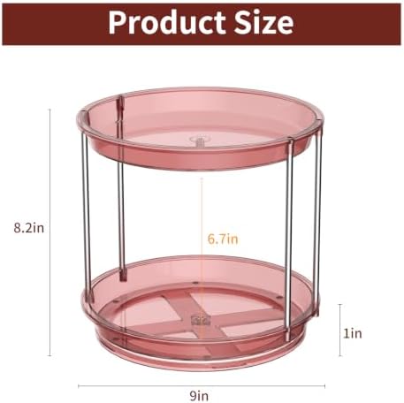 Rotating Makeup Organizer, Perfume Skincare Holder, 2 Tier 9 Inch, Pink