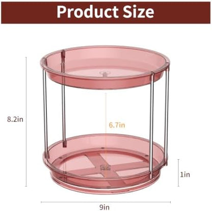 Rotating Makeup Organizer, Perfume Skincare Holder, 2 Tier 9 Inch, Pink