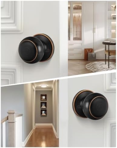 Haidms 1 Pack Oil Rubbed Bronze Door Knob Dummy, Half Bronze No-Turning Dummy Closet Doors Single-Sided Door Locks (2 Pieces/1 Pair)