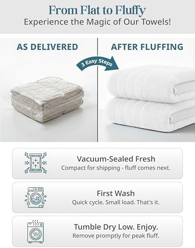 Casa Platino Large Bath Towel Set Absorbent Quick Dry 100% Cotton - White