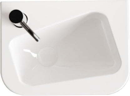 14"x10" Small Bathroom Sink Wall Mount Bathroom Sink Rectangle Ceramic Wash Basin floating Mini Vessel Sink for Bathrooms, Left Hand