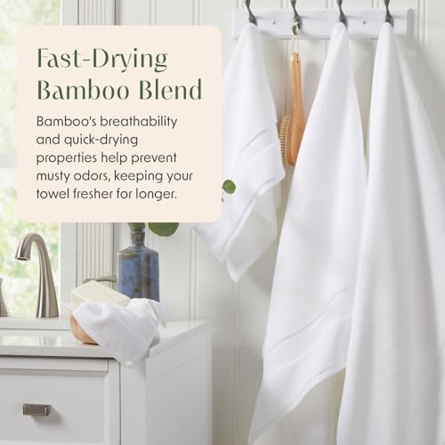 Springtree Home Luxury Bamboo Rayon Plush Bath Towel Set | 4-Pack | White