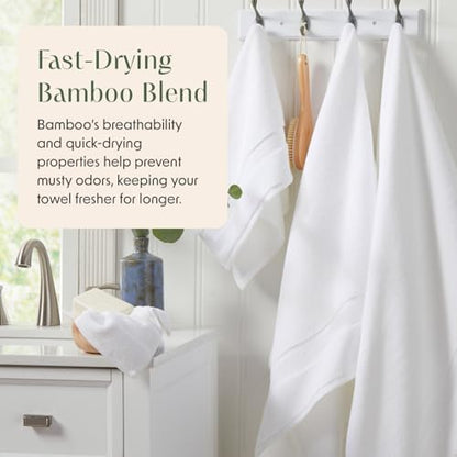 Springtree Home Luxury Bamboo Rayon Bath Towel Set | 6-Piece Set | White