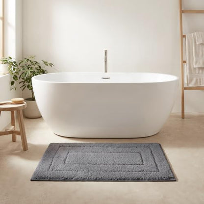 GRANNY SAYS Dark Grey Bathroom Rug 36" x 24", Non-Slip Microfiber Bath Mat