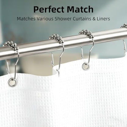Shower Curtain Hooks Rings,Decorative Rust Proof Stainless Steel Shower Curtain Hooks,for Bathroom Shower Rods Curtains,Set of 12,Silver(Silver)