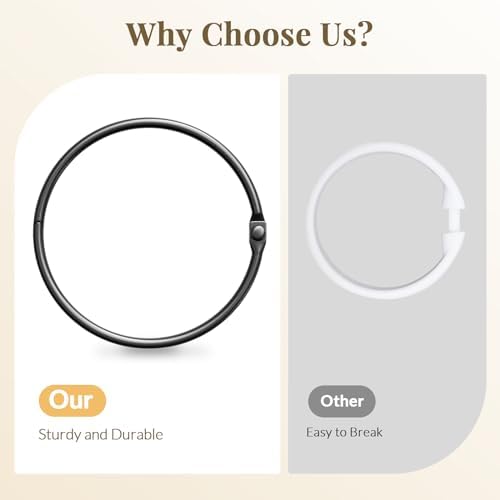 Bathway Shower Curtain Rings, Bathway Shower Curtain Hooks, Black Shower Curtain Rings Rust Proof, Anti-Drop Shower Rings for Curtain, Shower Hooks for Shower Curtain Rod Bathroom Curtain Rings