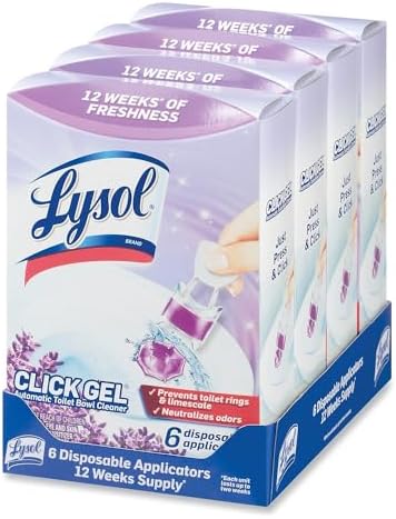 Lysol Click Gel Automatic Toilet Bowl Cleaner, Bathroom Essentials, Toilet Freshener, Refreshing Lavender Scent, 6 Count (Pack of 1)