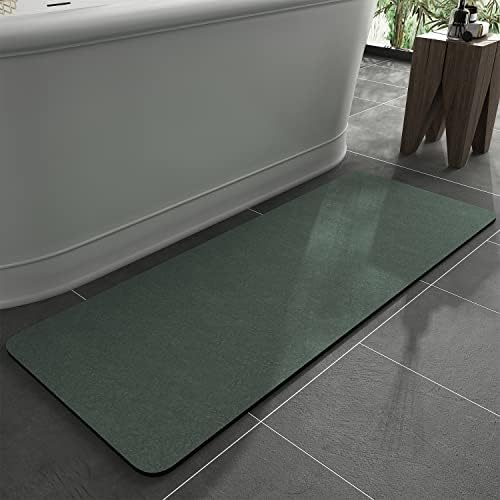 MontVoo -Bath Mat Rug-Rubber Backing Non Slip Quick Dry Absorbent Thin Bathroom Rugs Fit Under Door-Faux Suede Surface Bathroom Floor Mats-Shower Rug for in Front of Bathtub Shower Green 24"x48"