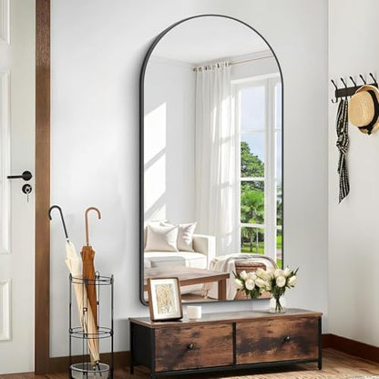 Arched Bathroom Mirror, 60"x36" Black Arched Mirror for Bathroom, Wall Mounted Mirror, Black Vanity Wall Mirror Metal Frame for Bedroom, Entryway, Living Room, Vertically Hanging
