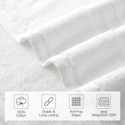 REDKISS 8 Piece White Towels Set, 100% Cotton Luxury Towel 600 GSM