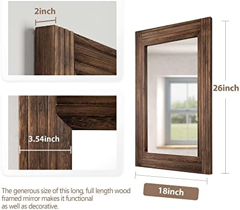 YOSHOOT Hand-Made Wooden Spliced Wall Mirror for Bathroom, Rustic Farmhouse Vanity Mirror, Décor Wall Art, Solid Wood Frame, Vertical or Horizontal Hanging