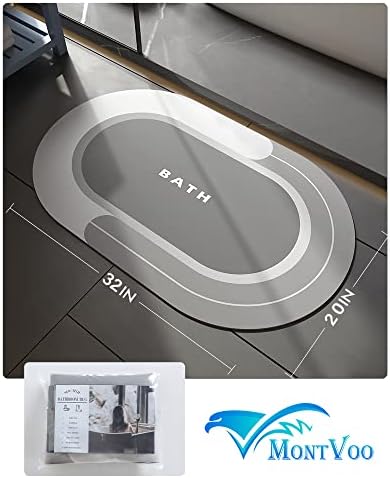 MontVoo Bath Mat - Non Slip, Quick Dry, Stain Resistant Bath Mat Rug for Bathroom Floor - Easy Care Shower Rug for Outside Bathtub - 20"x32" Grey