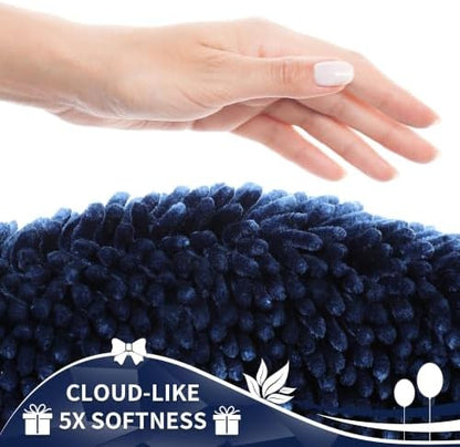 Yimobra Long Bathroom Rugs Runner 60x24 Inch, Extra Thick Soft Absorbent Chenille Bath Mat, Non Slip Machine Washable, Quick Dry Bath Rugs for Bathroom Floor, Tub and Shower, Navy Blue