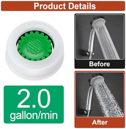 8Pcs Shower Flow Restrictor, Green Water Flow Reducer Control Value