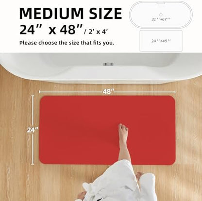 TYUU Thin Bath Mat, Christmas Bathroom Rugs Non Slip, 24x48 Red