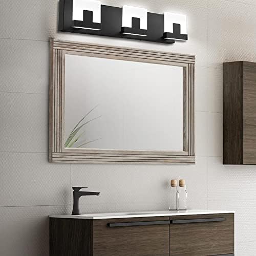 YOSHOOT Hand-Made Wooden Spliced Wall Mirror for Bathroom, Rustic Farmhouse Vanity Mirror, Décor Wall Art, Solid Wood Frame, Vertical or Horizontal Hanging, 60" x 36", Grey