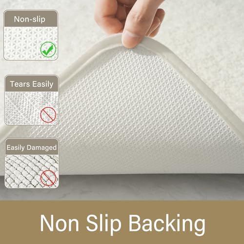 LOCHAS Bathroom Rug Runner 24x48 Inch, Bath Rugs Non Slip, Cream White