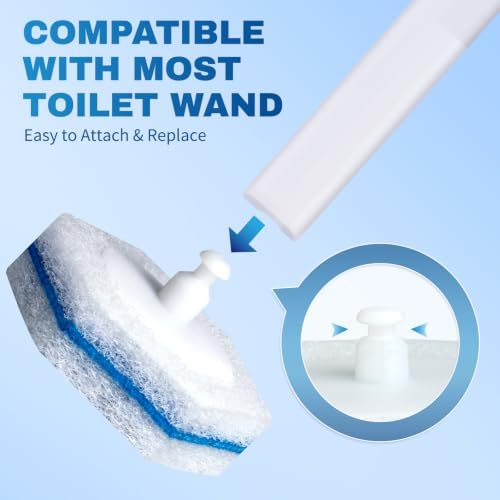 Vacplus Toilet Wand Refills, 30 Count, Disposable, Clorox Compatible, Blue