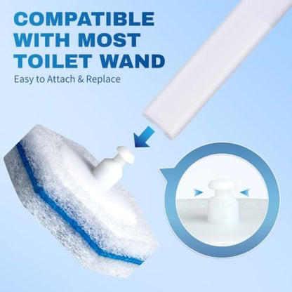 Vacplus Toilet Wand Refills, 30 Count, Disposable, Clorox Compatible, Blue