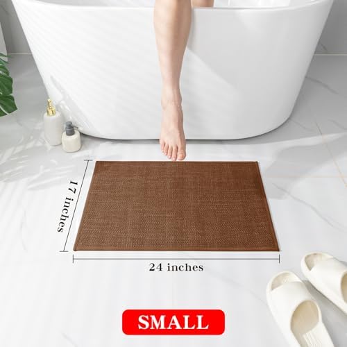 chakme Bathroom Rugs Mat 24x17, Ultra Thin Non Slip Bath Mat Small Quick Dry Absorbent Bath Mat for Bathroom, (Rust, 24"x17")