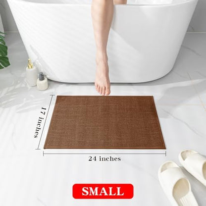 chakme Bathroom Rugs Mat 24x17, Ultra Thin Non Slip Bath Mat Small Quick Dry Absorbent Bath Mat for Bathroom, (Rust, 24"x17")