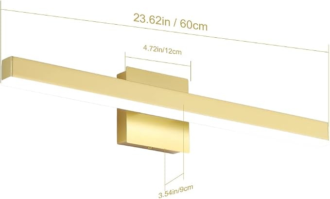 Aipsun Gold Bathroom Light Fixtures Modern LED Vanity Lights Over Mirror 24inch Vanity Lighting Adjustable Gold Wall Light for Bathroom （Cold White 6000K）