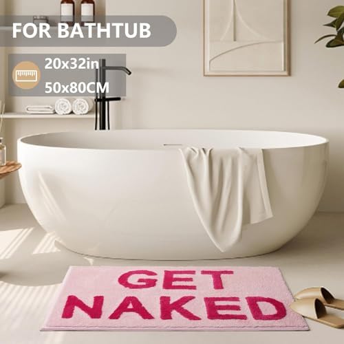 KOEXM Get Naked Bath Mat Pink Cute Bathroom Rugs 20" x 32"