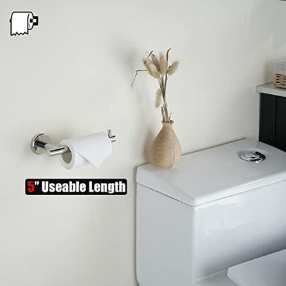 JQK Chrome Toilet Paper Holder, 5 Inch 304 Stainless Steel Thick 8mm Tissue Paper Dispenser for Bathroom, Hold Mega Rolls, Polished Chrome Wall Mount 2 Pack, TPH100-CH-P2