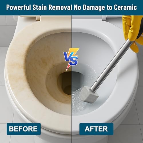 Pumice Stone Toilet Bowl Cleaner with Handle for Hard Water & Stains