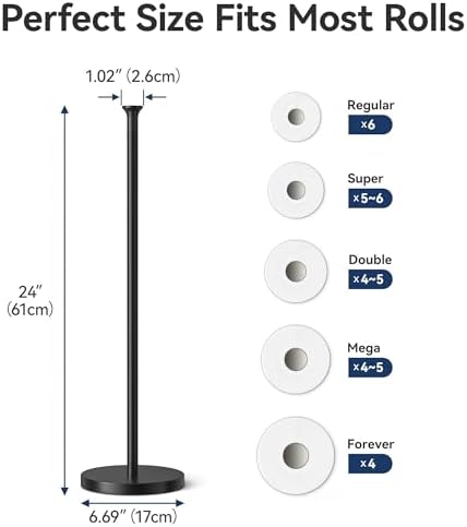 Toilet Paper Holder Stand(with Reserve Function), Free-Standing Spare Rolls Storage Holder, Stainless Steel, Modern Design