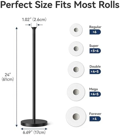 Toilet Paper Holder Stand(with Reserve Function), Free-Standing Spare Rolls Storage Holder, Stainless Steel, Modern Design