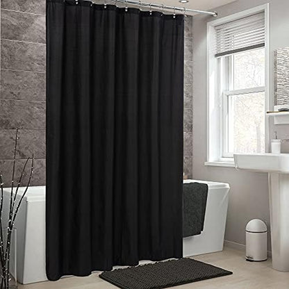 ALYVIA SPRING Waterproof Fabric Shower Curtain Soft Hotel Quality - 3 Magnets at Bottom, Premium Black Shower Curtain Liner for Bathroom, Light-Weight Cloth & Washable - 72x72, Black (Pack of 3)